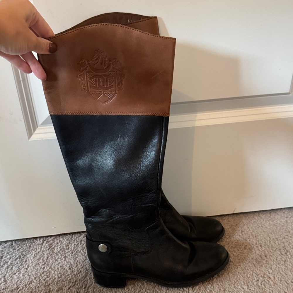 Black and Brown Leather Riding Boots